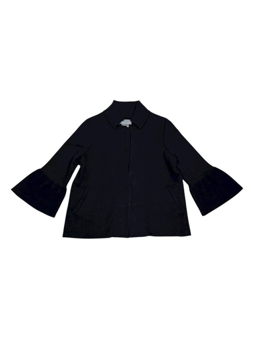 ANTHROPOLOGIE Flared Cuffs Black Designer Cardigan Sweater Womens Small